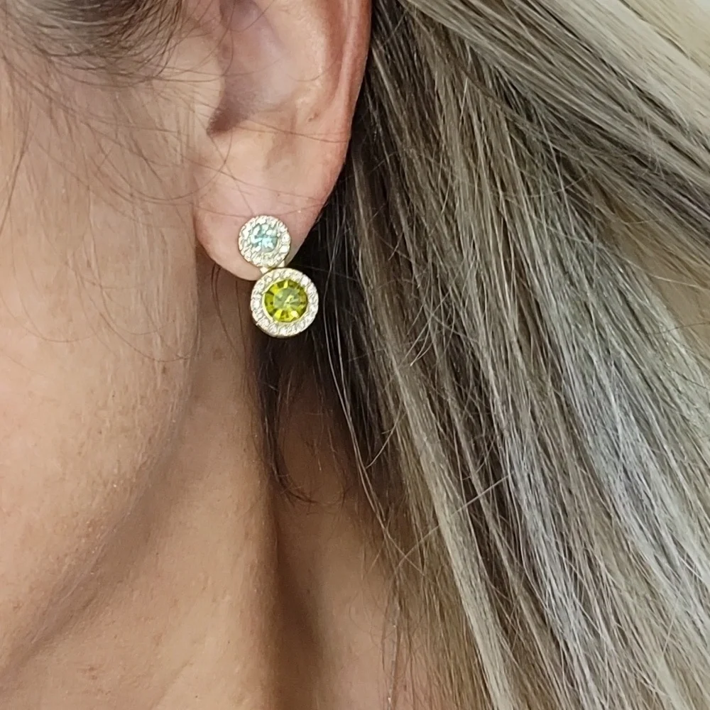 🔥LAST PAIR🔥 DAINTY PERIDOT AQUAMARINE HINGED DROP EARRINGS